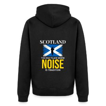 Bagpipe Player Instrument Scottish Scotland Flag - Unisex Premium Organic Zip Hoodie - black - Back - Nico (187cm)