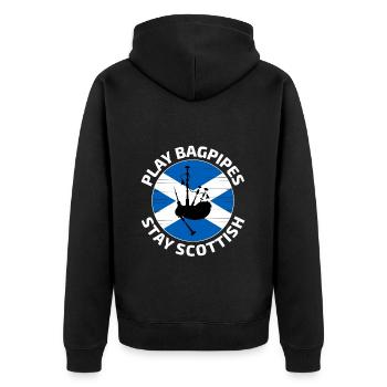 Bagpipe Player Instrument Scottish Scotland Flag - Unisex Premium Organic Zip Hoodie - black - Back - Nico (187cm)