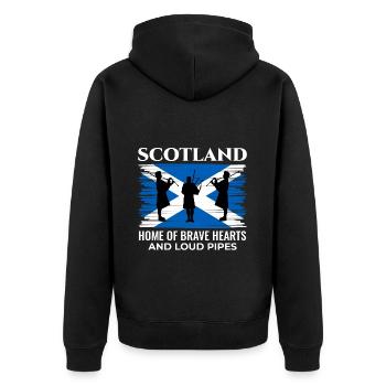 Bagpipe Player Instrument Scottish Scotland Flag - Unisex Premium Organic Zip Hoodie - black - Back - Nico (187cm)