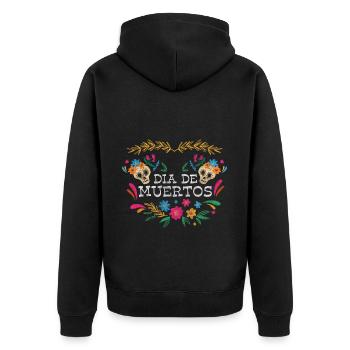 Mexiko Fest Skelett - Unisex Premium Bio Zip Hoodie - Schwarz - Hinten - Nico (187cm)