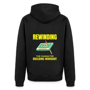 Kassette Tape Zurückspulen 80er Nostalgie Retro 1980er Jahre - Unisex Premium Bio Zip Hoodie - Schwarz - Hinten - Nico (187cm)
