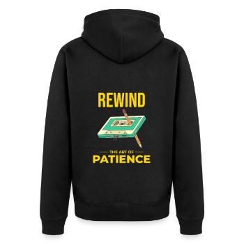 Kassette Tape Zurückspulen 80er Nostalgie Retro 1980er Jahre - Unisex Premium Bio Zip Hoodie - Schwarz - Hinten - Nico (187cm)