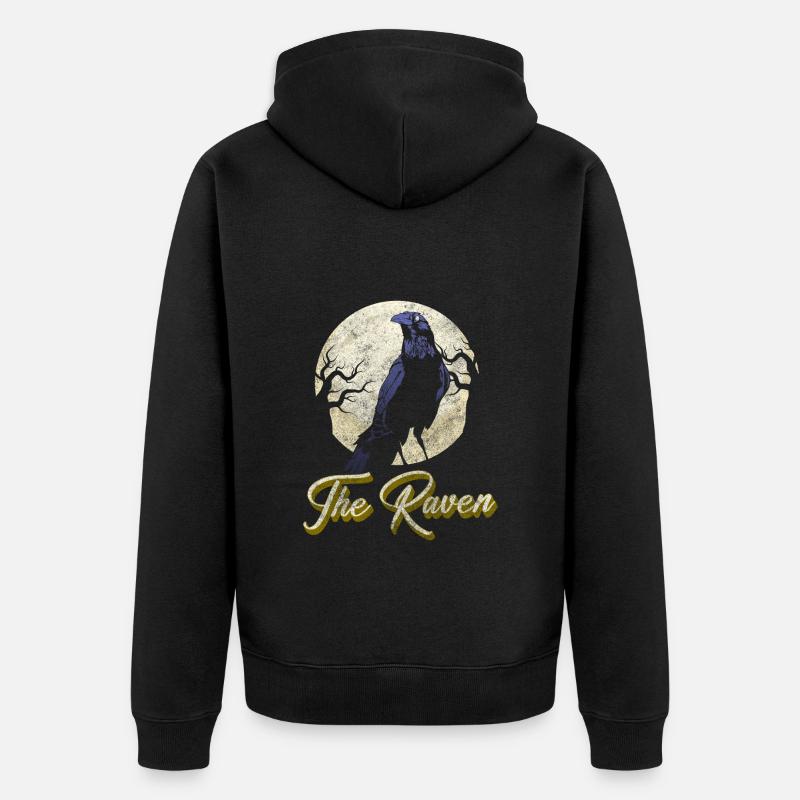 Krähe Nebelkrähe Wikinger Runen - Unisex Premium Bio Zip Hoodie - Schwarz