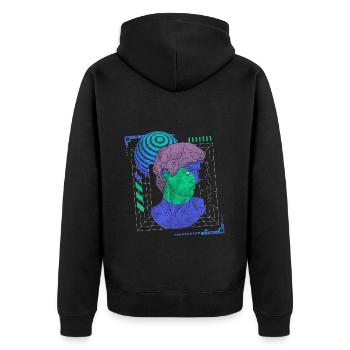 Cyborg Steampunk Anime Japan - Unisex Premium Bio Zip Hoodie - Schwarz - Hinten - Nico (187cm)