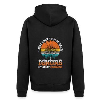 Darts Dartboard Darts Men - Unisex Premium Organic Zip Hoodie - black - Back - Nico (187cm)