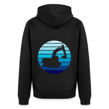 Baggerfahrer Baggerfahrer - Unisex Premium Bio Zip Hoodie - Schwarz - Hinten - Nico (187cm)