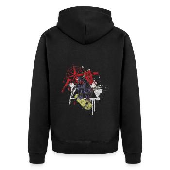 Tattoo Modern Rabe Skull - Unisex Premium Bio Zip Hoodie - Schwarz - Hinten - Nico (187cm)