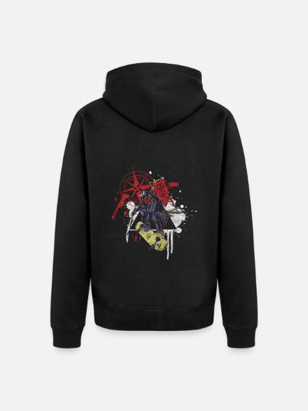 Tattoo Modern Raven Skull - Unisex Premium Organic Zip Hoodie - black