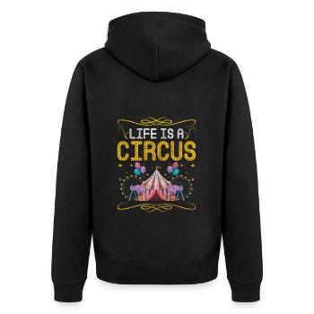 Circus Monkey Monkey Circus - Unisex Premium Organic Zip Hoodie - black - Back - Nico (187cm)