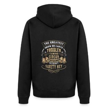 Zirkuszelt Zirkusdirektor Dompteur Affenzirkus - Unisex Premium Bio Zip Hoodie - Schwarz - Hinten - Nico (187cm)