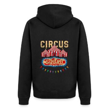 Zirkuszelt Show Tiere - Unisex Premium Bio Zip Hoodie - Schwarz - Hinten - Nico (187cm)
