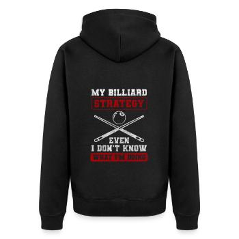 Billiard Spiel Gewinner - Unisex Premium Bio Zip Hoodie - Schwarz - Hinten - Nico (187cm)
