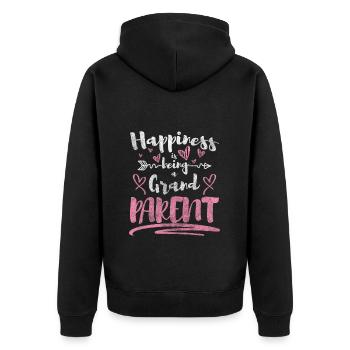 Grandma Offspring Dear Grandmother - Unisex Premium Organic Zip Hoodie - black - Back - Nico (187cm)