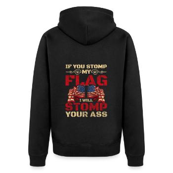 United States Flag Eagle - Unisex Premium Organic Zip Hoodie - black - Back - Nico (187cm)