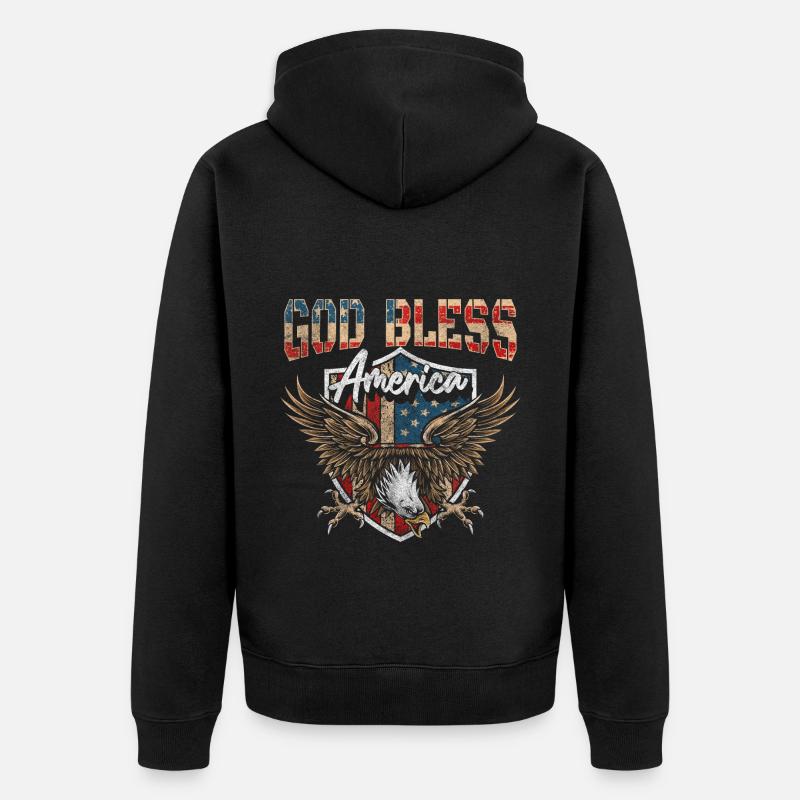 Drapeau de l’Amérique Eagle Américain - Veste à capuche bio Premium Unisexe - noir