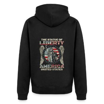 United States Pride War - Unisex Premium Organic Zip Hoodie - black - Back - Nico (187cm)