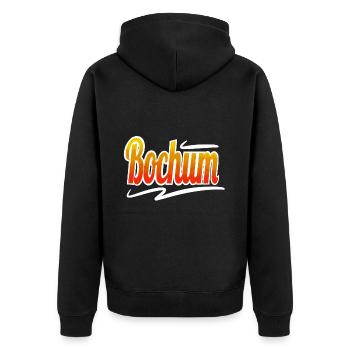 Bochum - Unisex Premium Bio Zip Hoodie - Schwarz - Hinten - Nico (187cm)