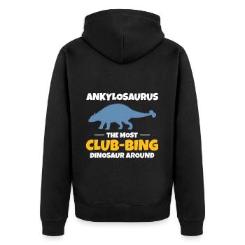 Ankylosaurus Dinosaurier Dino Fossil Hunting Club - Unisex Premium Bio Zip Hoodie - Schwarz - Hinten - Nico (187cm)