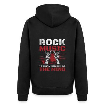 Rock Musik Musik Gitarre - Unisex Premium Bio Zip Hoodie - Schwarz - Hinten - Nico (187cm)