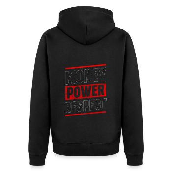 Geld Erfolg Motivation Investor - Unisex Premium Bio Zip Hoodie - Schwarz - Hinten - Nico (187cm)