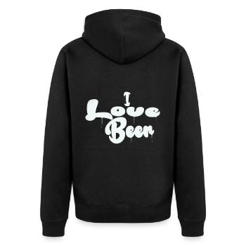 I love beer - Unisex Premium Organic Zip Hoodie - black - Back - Nico (187cm)