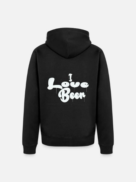 I love beer - Unisex Premium Organic Zip Hoodie - black