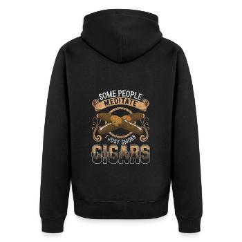 Zigarette Dampf Glimmstengel - Unisex Premium Bio Zip Hoodie - Schwarz - Hinten - Nico (187cm)