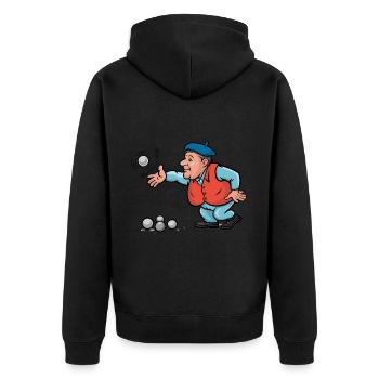 Franzose spielt Petanque für einen Petanque - Unisex Premium Bio Zip Hoodie - Schwarz - Hinten - Nico (187cm)