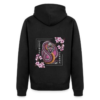 Orient Orientalisch Legenden Zeitreise - Unisex Premium Bio Zip Hoodie - Schwarz - Hinten - Nico (187cm)
