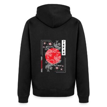 Orient Kämpfer Zeichnungen Märchen - Unisex Premium Bio Zip Hoodie - Schwarz - Hinten - Nico (187cm)