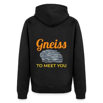 Gneiss Crystal Mineral Collecting Rock Hunting - Unisex Premium Organic Zip Hoodie - black - Back - Nico (187cm)