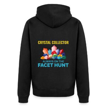 Crystal Collecting Rock Hunting Mineral Collector - Unisex Premium Organic Zip Hoodie - black - Back - Nico (187cm)