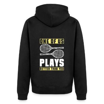 Tennis Racket Backhand Serve - Unisex Premium Organic Zip Hoodie - black - Back - Nico (187cm)