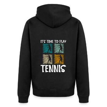 Sports Game Club - Unisex Premium Organic Zip Hoodie - black - Back - Nico (187cm)
