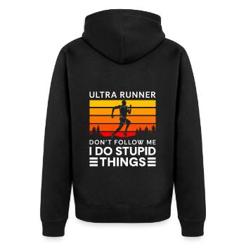 Runners Run Winners - Unisex Premium Organic Zip Hoodie - black - Back - Nico (187cm)