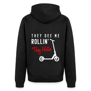 E-Scooter Sport Rider Motor - Unisex Premium Organic Zip Hoodie - black - Back - Nico (187cm)