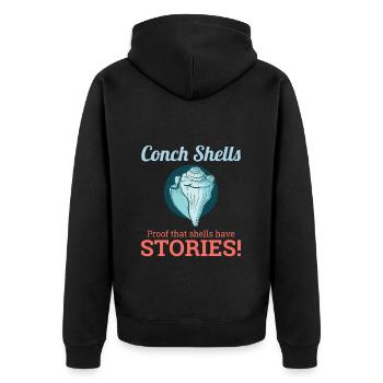 Conch Seashells Collector Beachcomber Sea Shell - Unisex Premium Organic Zip Hoodie - black - Back - Nico (187cm)