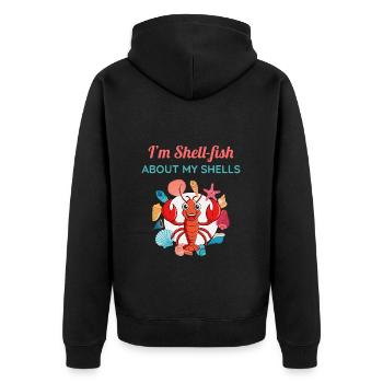 Seashells Collector Beachcomber Sea Shell Ocean - Unisex Premium Organic Zip Hoodie - black - Back - Nico (187cm)
