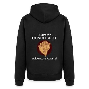 Conch Seashells Collector Beachcomber Sea Shell - Unisex Premium Organic Zip Hoodie - black - Back - Nico (187cm)