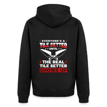 Tiler Construction Worker Ceramics - Unisex Premium Organic Zip Hoodie - black - Back - Nico (187cm)