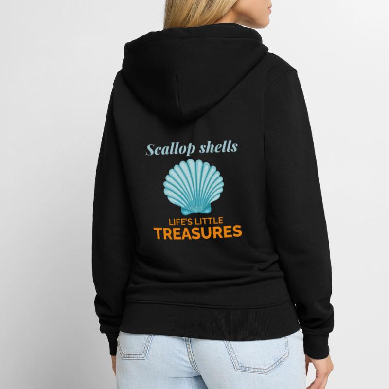 Scallop Seashells Collector Beachcomber Shellfish Unisex Premium Organic Zip Hoodie
