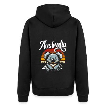 Australien Sydney Tiere - Unisex Premium Bio Zip Hoodie - Schwarz - Hinten - Nico (187cm)