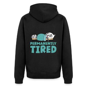 Permanently Tired 2 - Unisex Premium Organic Zip Hoodie - black - Back - Nico (187cm)