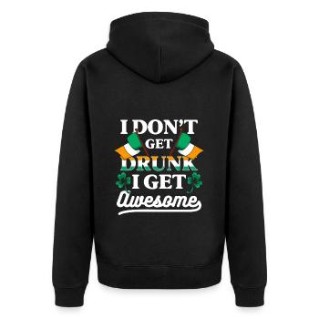 Irland Pub Glück Flagge - Unisex Premium Bio Zip Hoodie - Schwarz - Hinten - Nico (187cm)