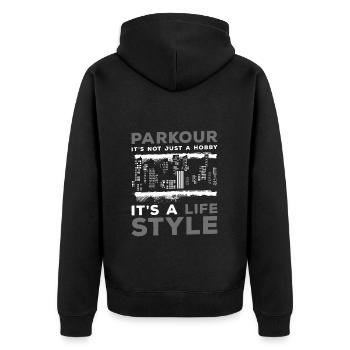 Freerunning Backflip Jump - Unisex Premium Organic Zip Hoodie - black - Back - Nico (187cm)
