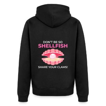 Clam Shell Seashells Collector Beachcomber - Unisex Premium Organic Zip Hoodie - black - Back - Nico (187cm)