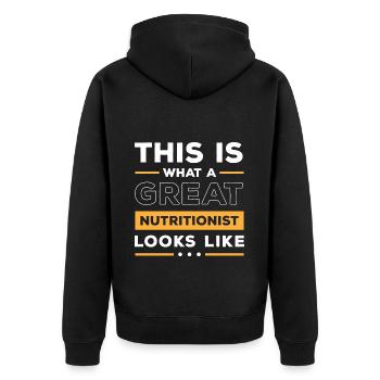 Nutrition Health Gym Goal - Unisex Premium Organic Zip Hoodie - black - Back - Nico (187cm)