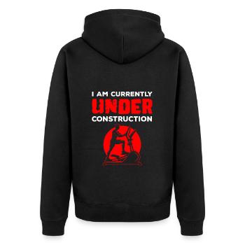 Crosstrainer Cardio Muskeln Abnehmen - Unisex Premium Bio Zip Hoodie - Schwarz - Hinten - Nico (187cm)