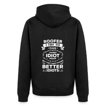 Carpenter Roofing Craft Leyendecker - Unisex Premium Organic Zip Hoodie - black - Back - Nico (187cm)