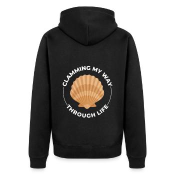 Clam Shell Seashells Collector Beachcomber Beach - Unisex Premium Organic Zip Hoodie - black - Back - Nico (187cm)